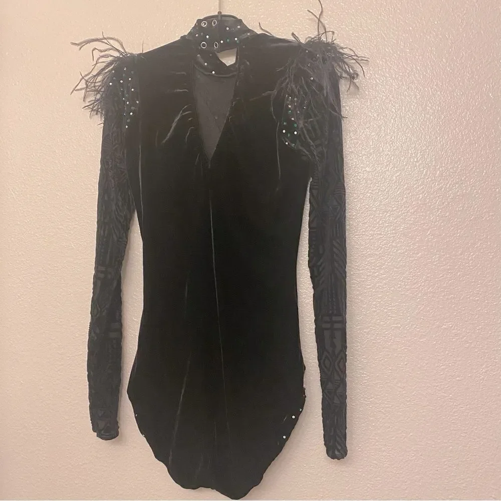 Weissman dance costume black feathers You Should See Me In A Crown 12183 MA